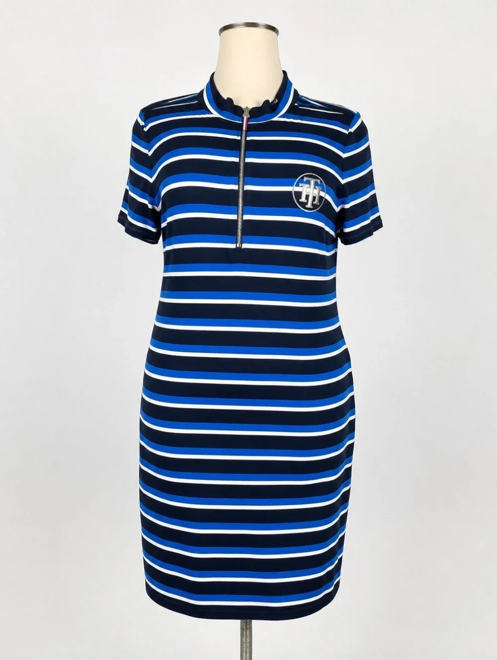 Tommy Hilfiger Cotton Knit Sheath Dress Cobalt Sz L $79.50 NWT - Picture 2 of 7